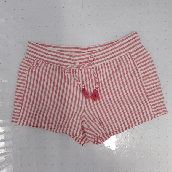 Vineyard Vines Pants - VINEYARD VINES CANDY CANE RED STRIPED LINEN- COTTON PULL ON, LINED SHORTS Sz M